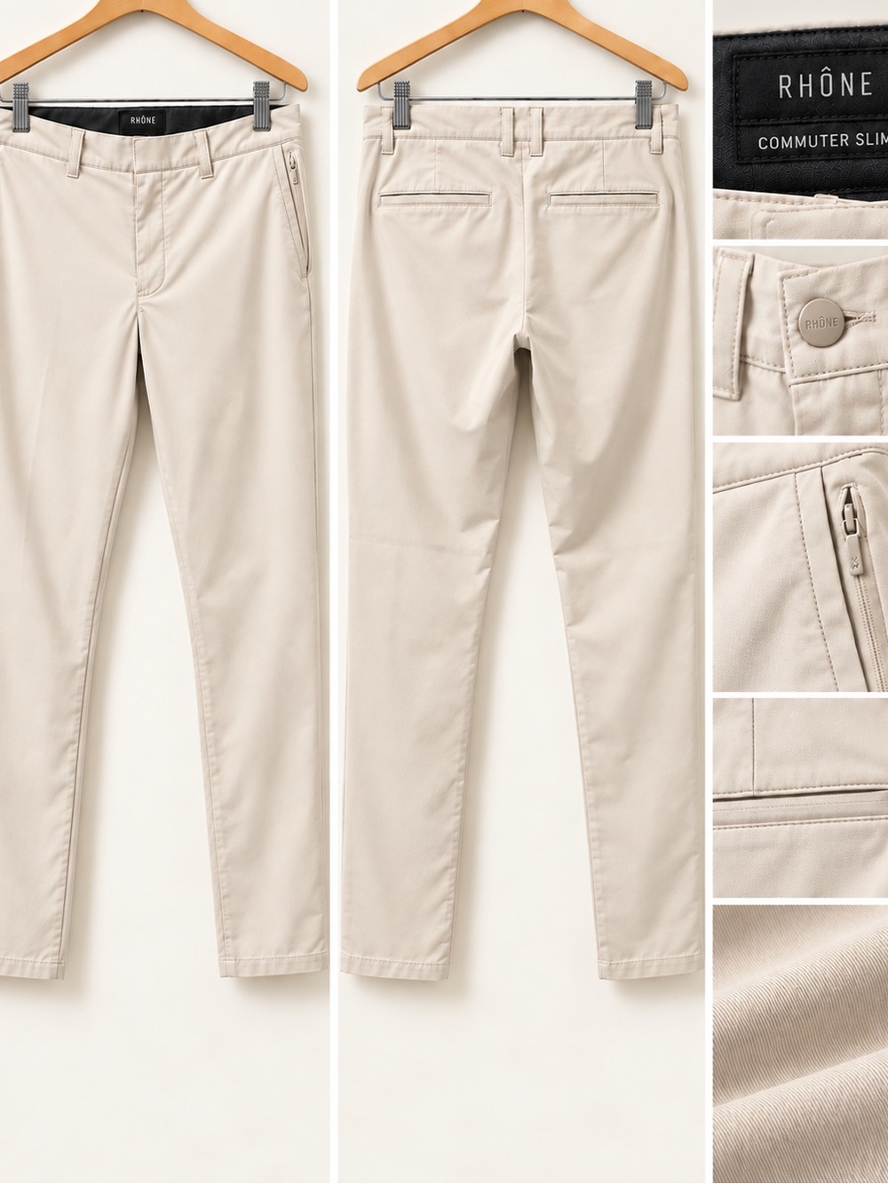 RHONE Commuter Slim Chinos — Light Beige